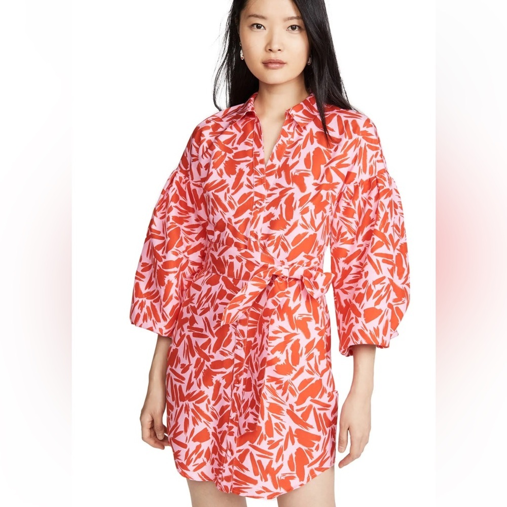 Veronica Beard Pink and Orange Printed Mini Dress